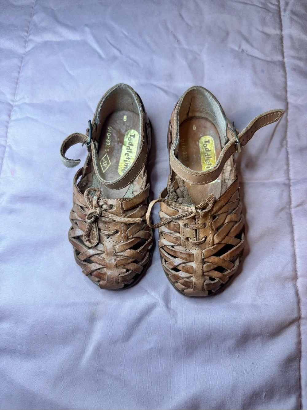 Vintage ToddleTime Toddler/Toddler Kids Brown Leather Huarache Sandals -